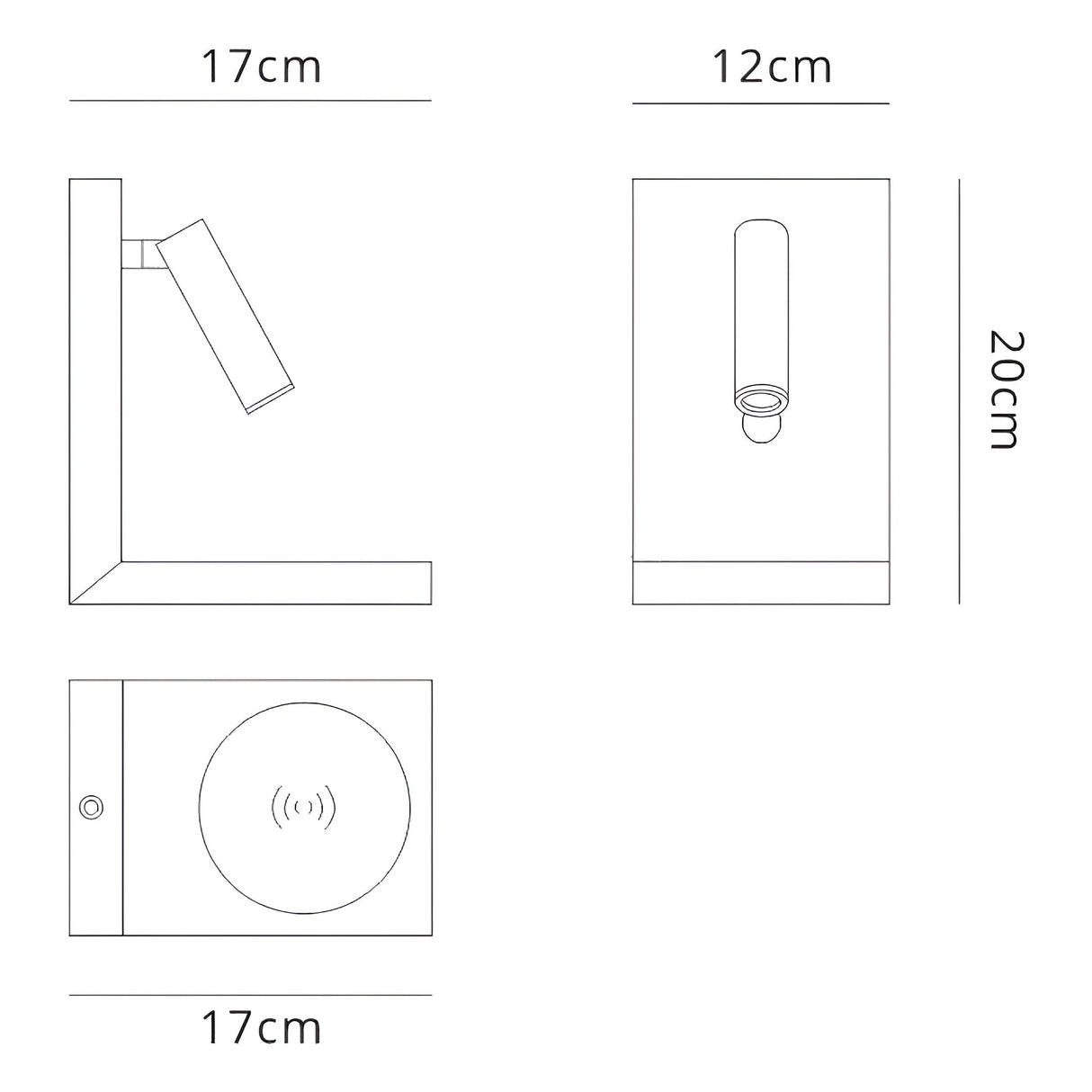 Zanzibar Reader LED Wall Light With Switch & Phone Induction Charger 3W 3000K - Sand Black