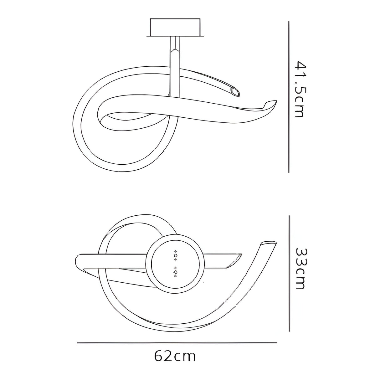 Armonia Curl LED Dimmable Semi-Flush Ceiling Light 40W 3000K - Dark Silver