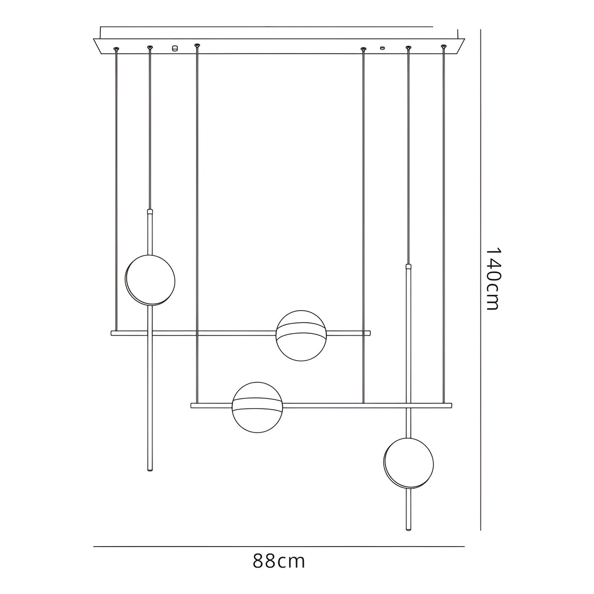Cuba 4 Light Criss-Cross LED Bar Pendant Light  - Gold & Black