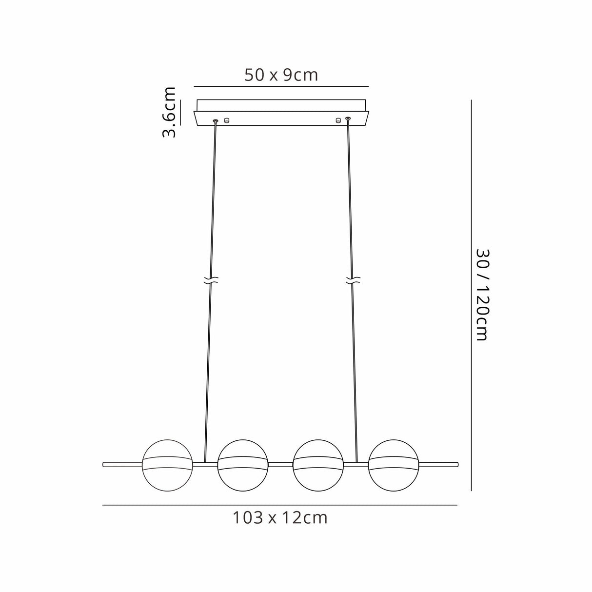 Cub LED Linear Suspension Light - Gold/Black