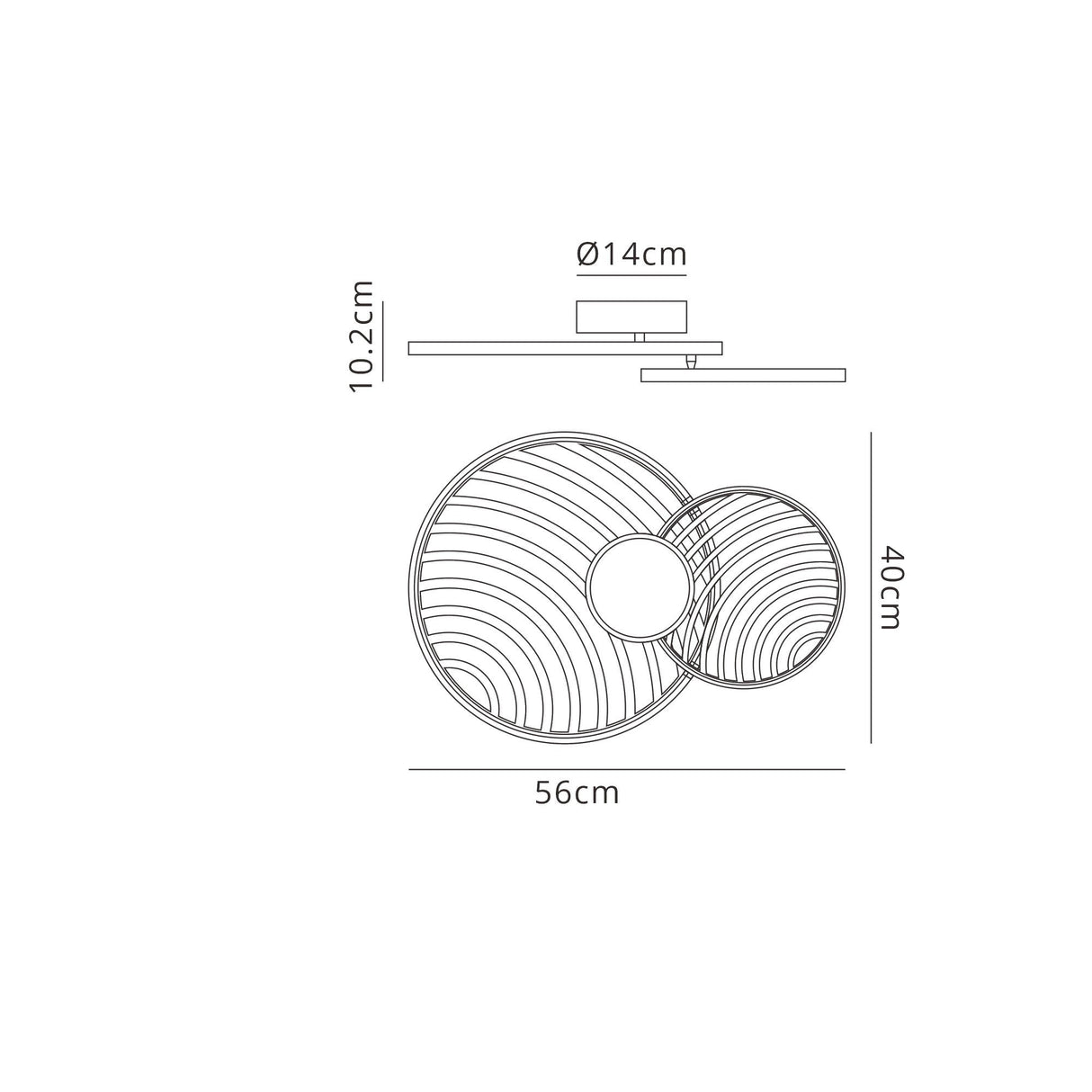 Collage 2 Ring LED Semi-Flush Ceiling Light 30W 3000K - Black