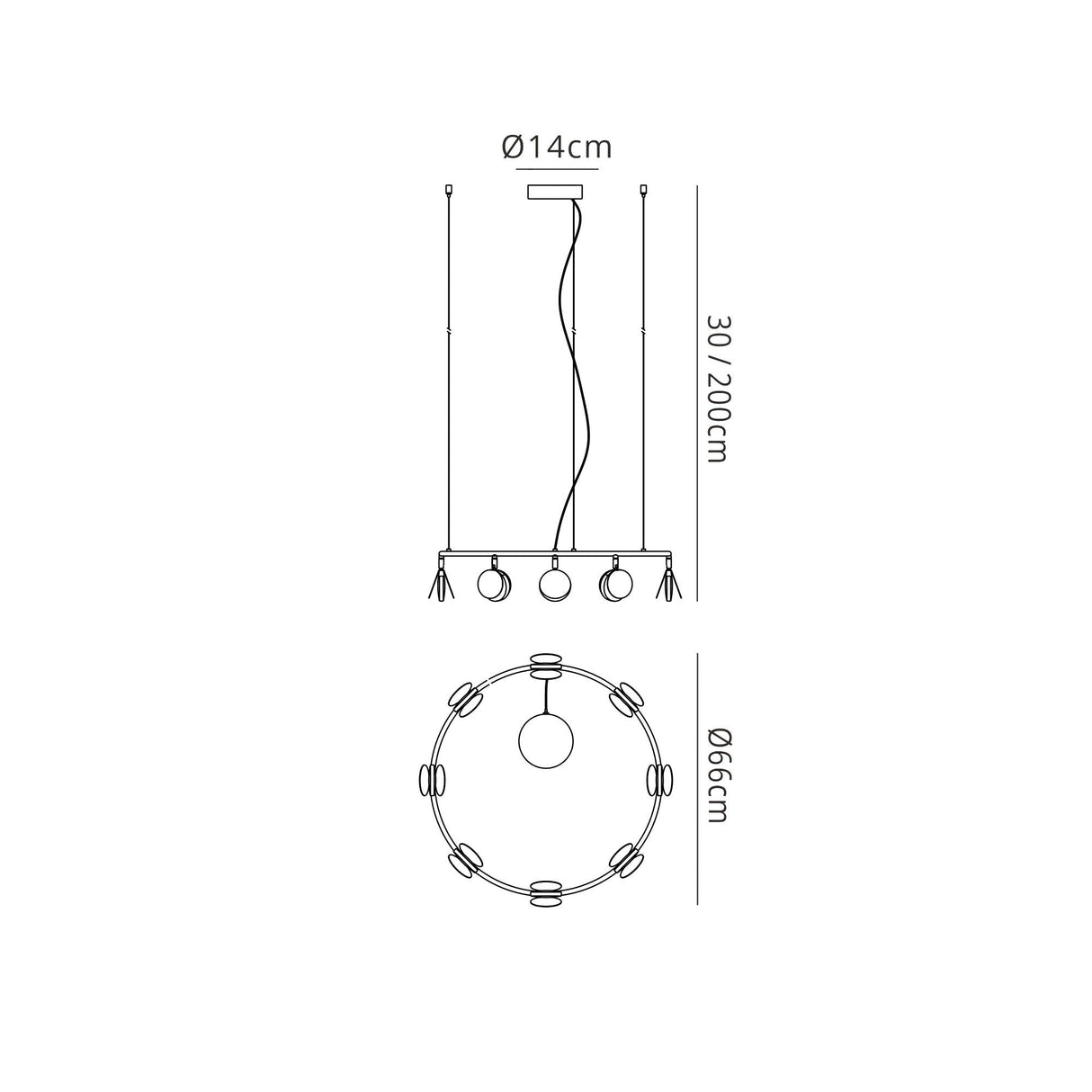Shell 66cm Round LED Suspension Light 40W 3000K - Gold