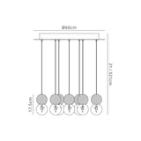 Galaxia 9 Light Round Cement Cluster Pendant Light - Multicoloured