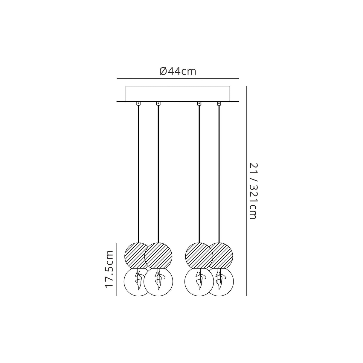 Galaxia 6 Light Round Cement Cluster Pendant Light - Multicoloured