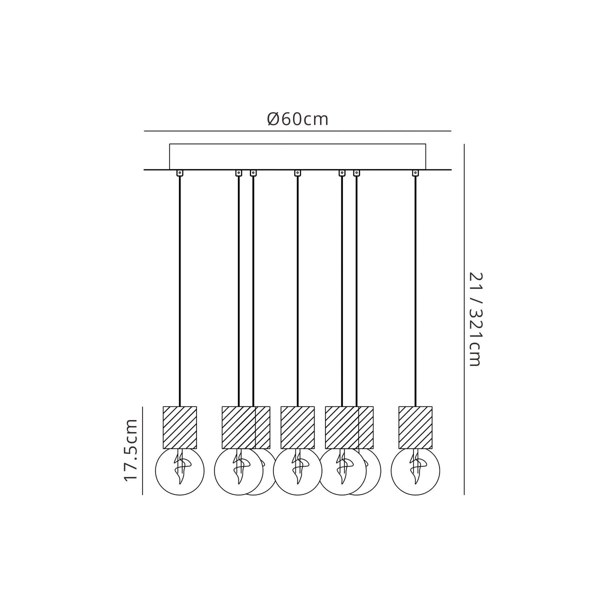 Galaxia 9 Light Square Cement Cluster Pendant Light - Multicoloured
