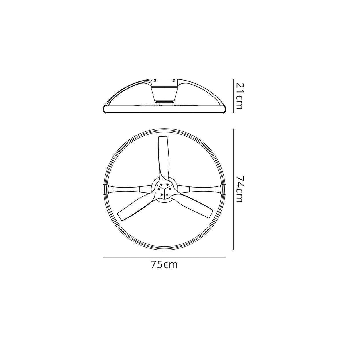 Nepal Mini CCT Dimmable LED Ceiling Retractable Fan Light With Remote & APP Control - Black