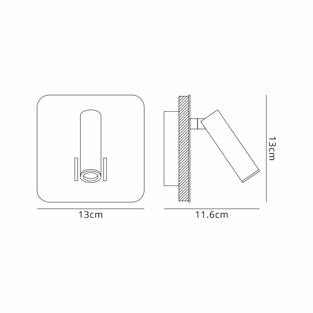 Cayman Square LED Wall/Reading Light - Sand Black