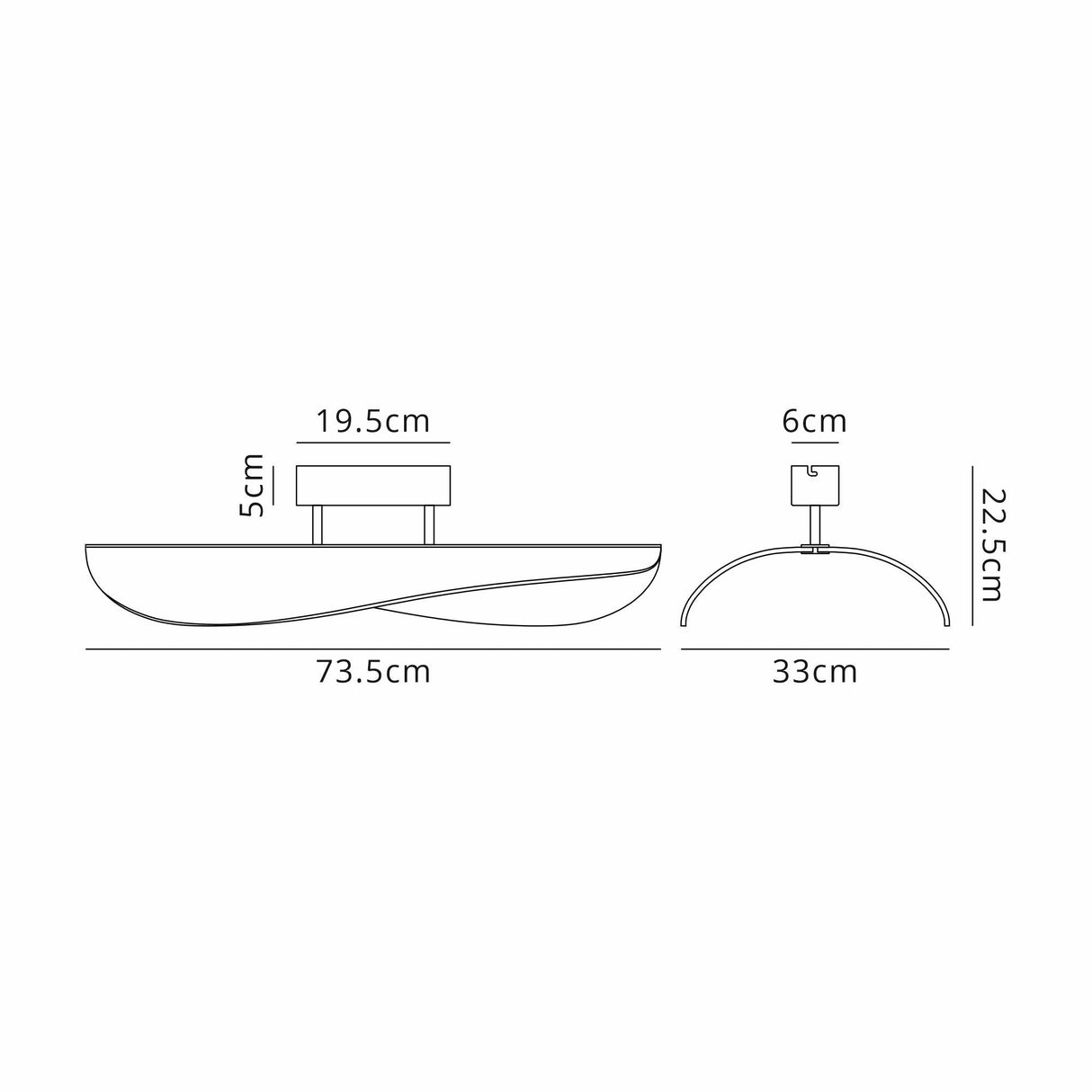 Bianca LED Semi-Flush Ceiling Light 40W 3000K - White