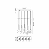 Tonic 14 Light Dimmable LED Glass Bar Pendant Light 4000K - Multicoloured