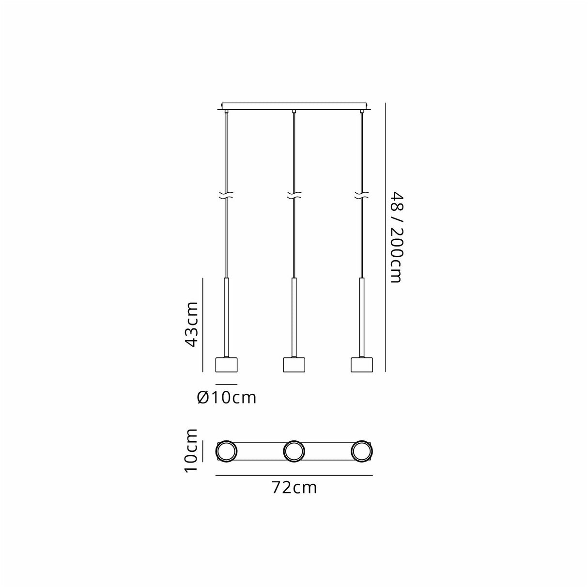 Tonic 3 Light Dimmable LED Glass Bar Pendant Light 3000K - Bronze & Black