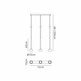 Tonic 3 Light Dimmable LED Glass Bar Pendant Light 3000K - Bronze & Black