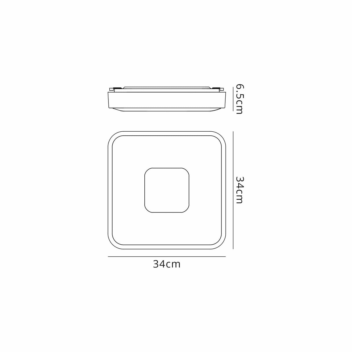 Coin Small Square CCT LED Flush Ceiling Light With Remote Control - Black