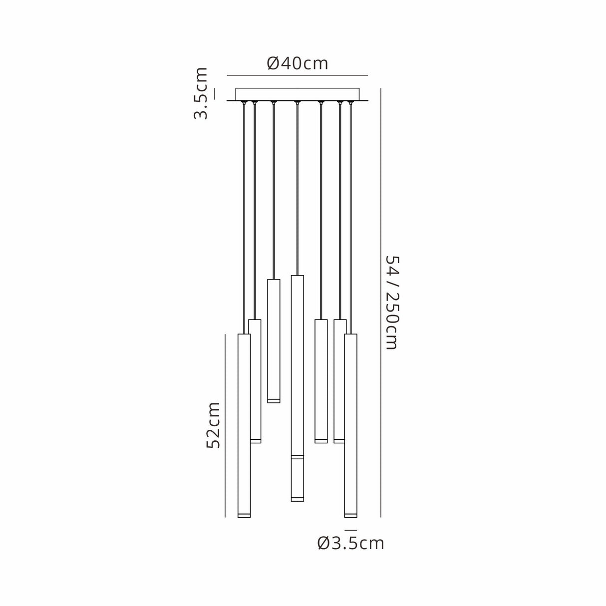 Cala 8 Light LED Cluster Pendant Light 48W 3000K - Multicoloured