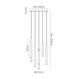 Cala 14 Light LED Bar Pendant Light 48W 3000K - Multicoloured