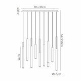 Cala 14 Light LED Bar Pendant Light 84W 3000K - Multicoloured