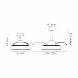 Coin Mini CCT Dimmable LED Ceiling Retractable Fan Light With Remote & APP Control - Black