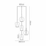 Elsa 5 Light Glass Cluster Pendant Light - Multicoloured