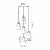 Nora 5 Light Frosted Glass Cluster Pendant Light - White & Brown