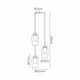 Nora 3 Light Frosted Glass Cluster Pendant Light - Black Marble & Chrome