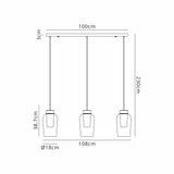 Nora 3 Light Glass Bar Pendant Light - Gold & White & Frosted