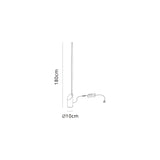 Line drawing of the Marmol LED Floor Lamp 28W 3000K in Black Marble & Black, showcasing its tall, slim silhouette (180 cm x 10 cm) with cord and plug—ideal as an LED floor lamp for modern interiors.