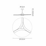 Thai CCT Dimmable LED Ceiling Fan Light With Remote & APP Control - Black