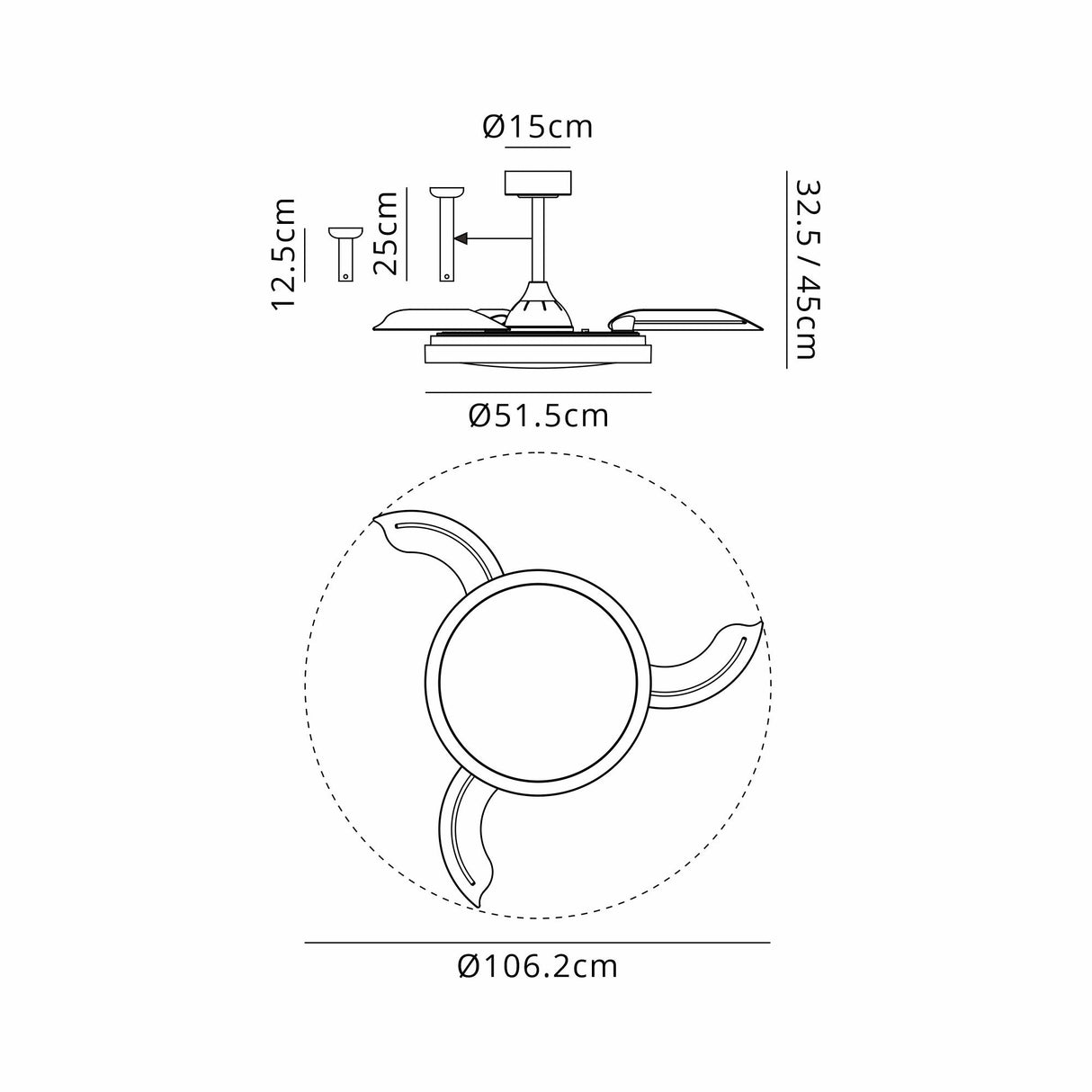 Siberia RGB CCT Dimmable LED Ceiling Fan Light With Remote Control - Black