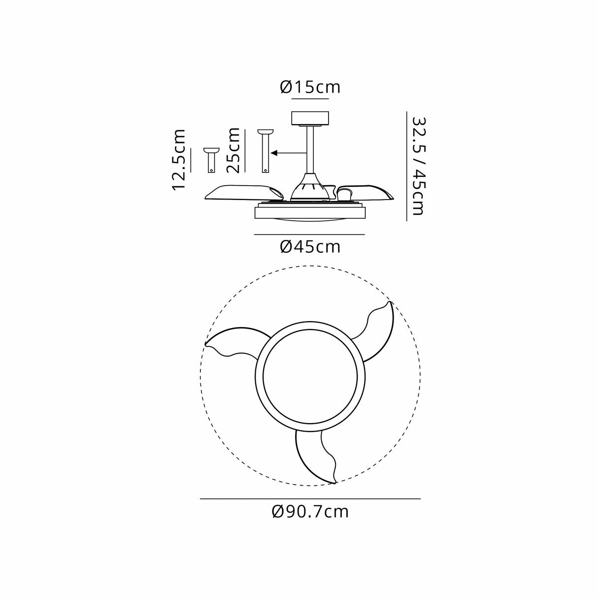Siberia Mini RGB CCT Dimmable LED Ceiling Fan Light With Remote Control - White