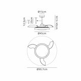 Siberia Mini RGB CCT Dimmable LED Ceiling Fan Light With Remote Control - Black