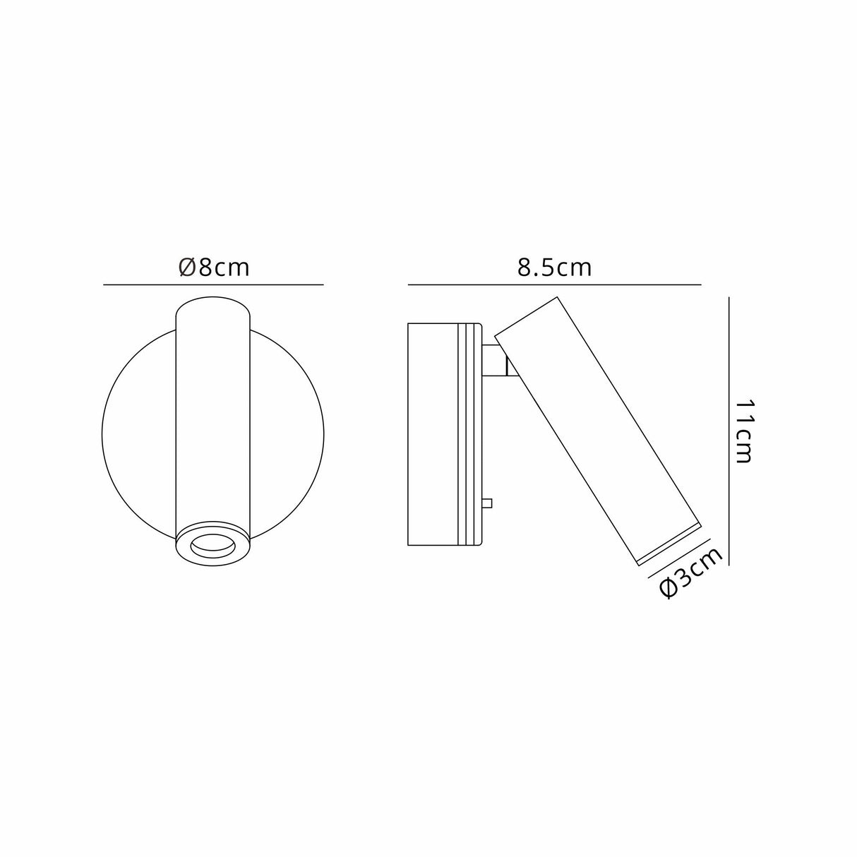 Prea LED Wall/Reading Light 3W 3000K - Black
