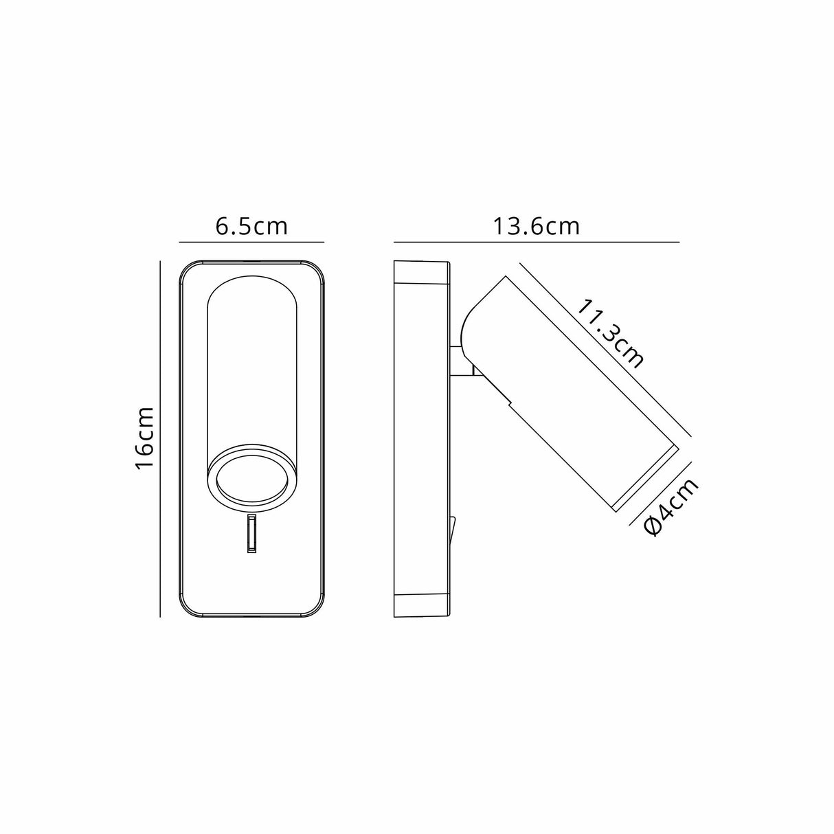 Notte 1 Light Single Spotlight With Switch - Black