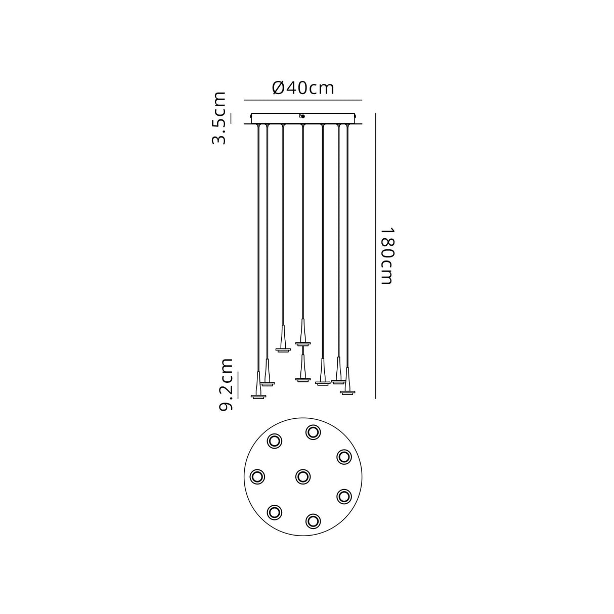 Andromeda 8 Light LED Glass Cluster Pendant Light - Light Gold (Frame Only)