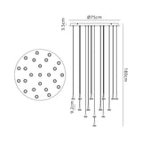 Andromeda 24 Light LED Glass Cluster Pendant Light - Light Gold (Frame Only)