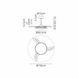 Slim Mini CCT Dimmable LED Ceiling Fan Light With Remote Control - White/Brown