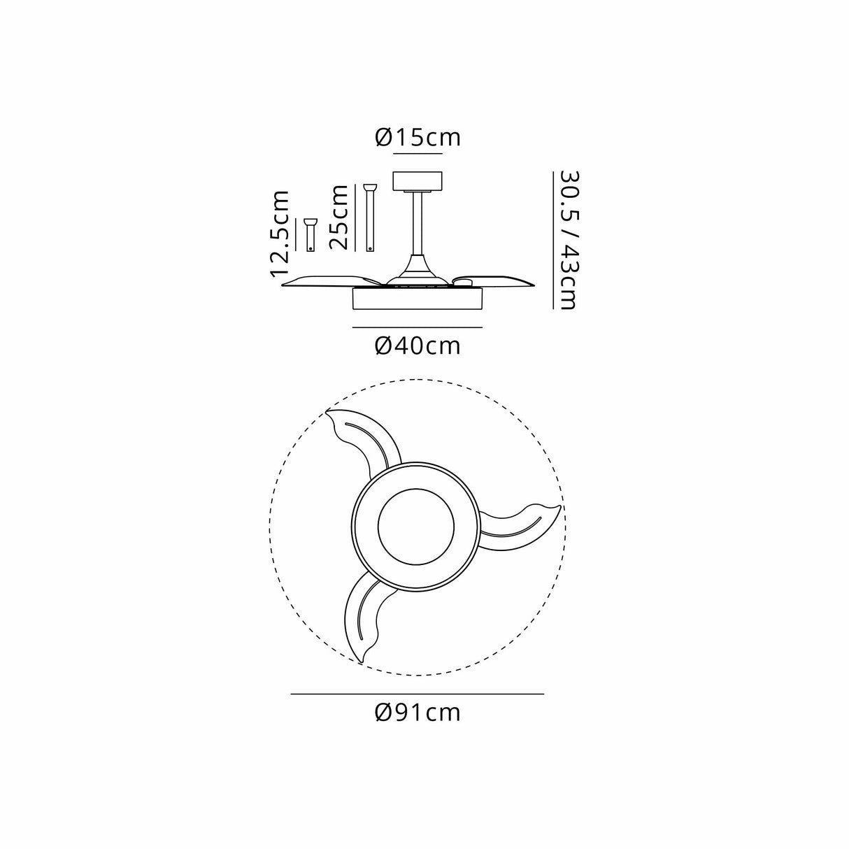 Niseko S CCT Dimmable LED Ceiling Fan Light With Remote Control - White