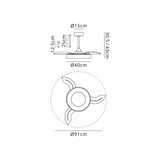 Niseko S CCT Dimmable LED Ceiling Fan Light With Remote Control - White