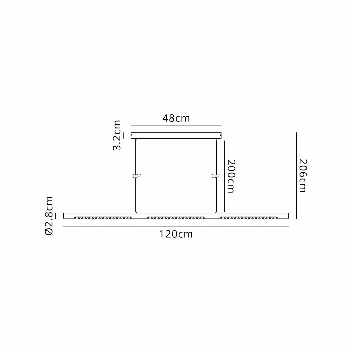 Meca LED Linear Suspension Light 25W 3000K - Black