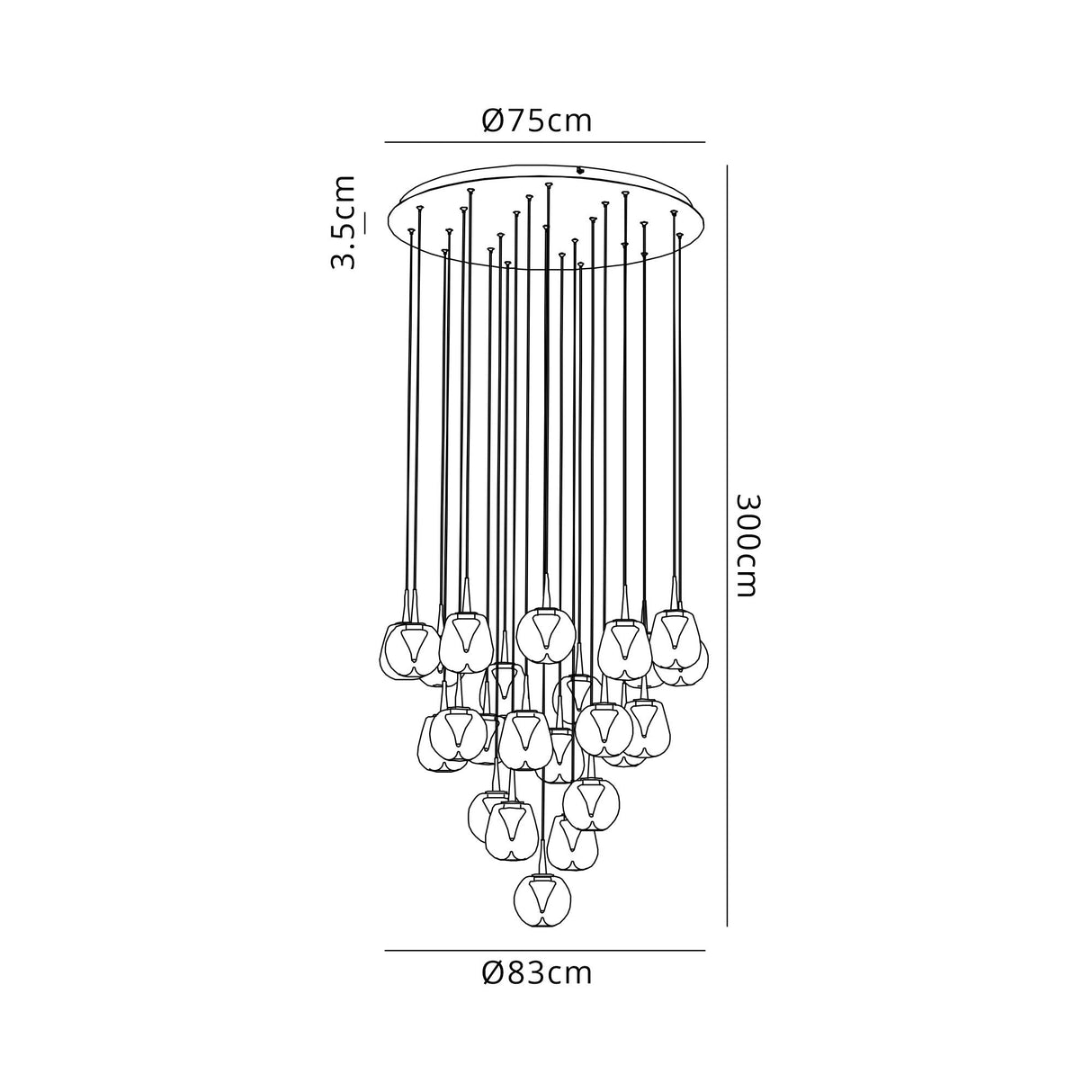 Andromeda 24 Light LED Glass Cluster Pendant Light - Multicoloured