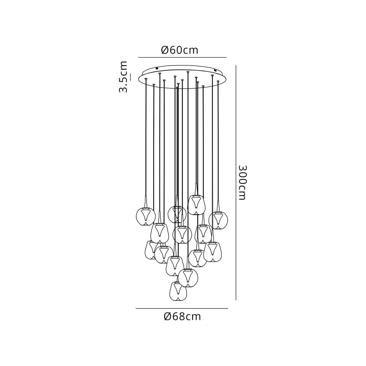 Andromeda 14 Light LED Glass Cluster Pendant Light - Multicoloured