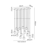 Andromeda 14 Light LED Glass Bar Pendant Light 3000K - Multicoloured