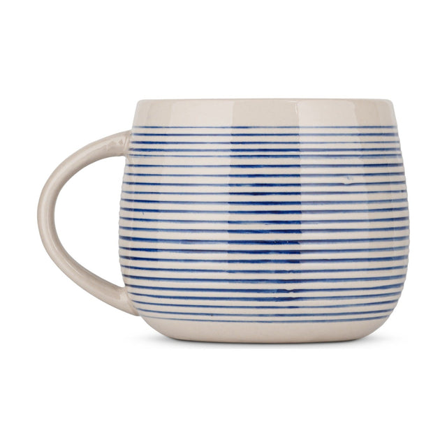 Lin Oversized Striped Ceramic Mug - Blue & White