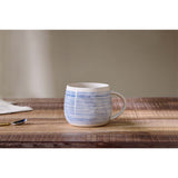 Lin Oversized Striped Ceramic Mug - Blue & White