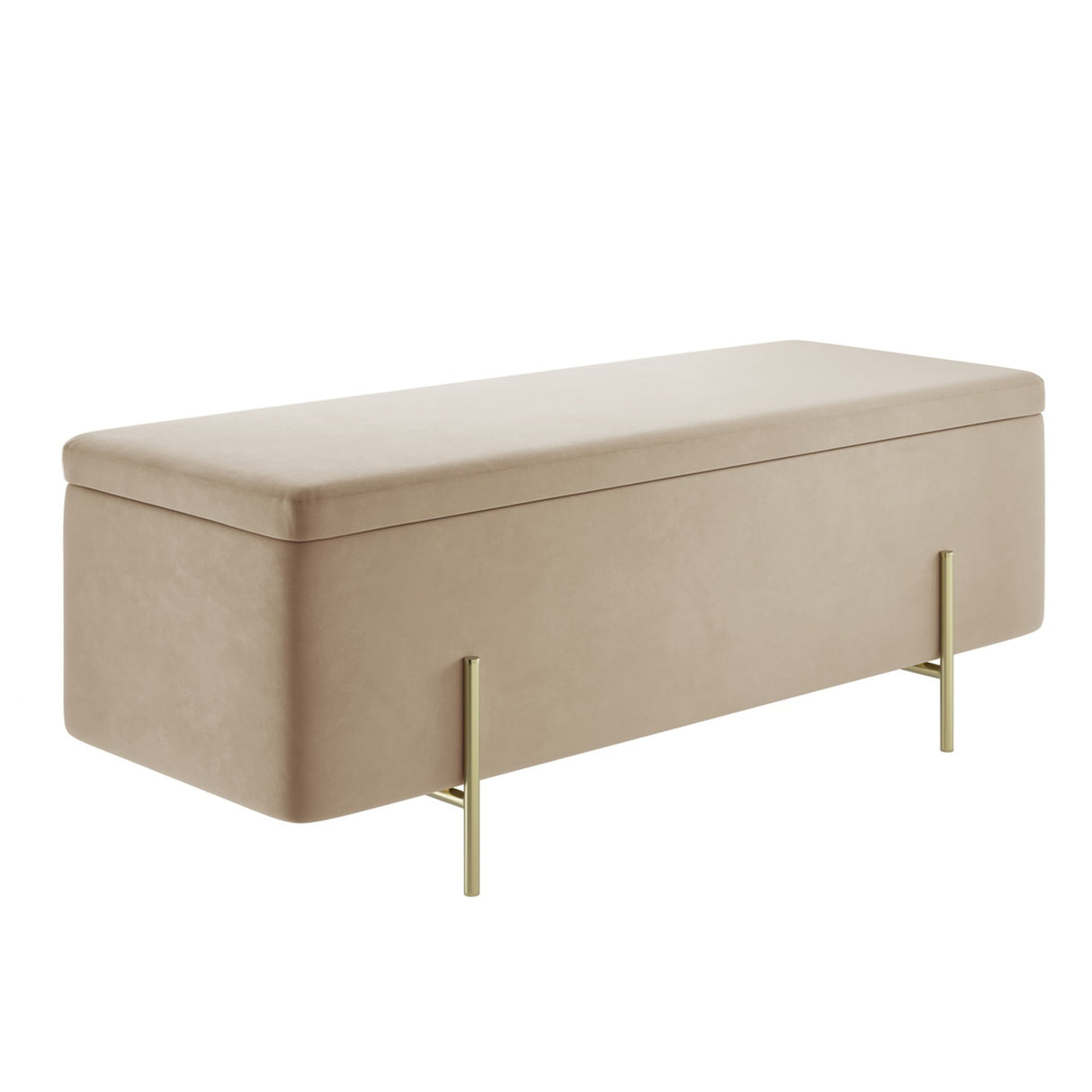 Lola Storage Ottoman – Beige with Gold