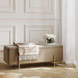 Lola Storage Ottoman – Beige with Gold