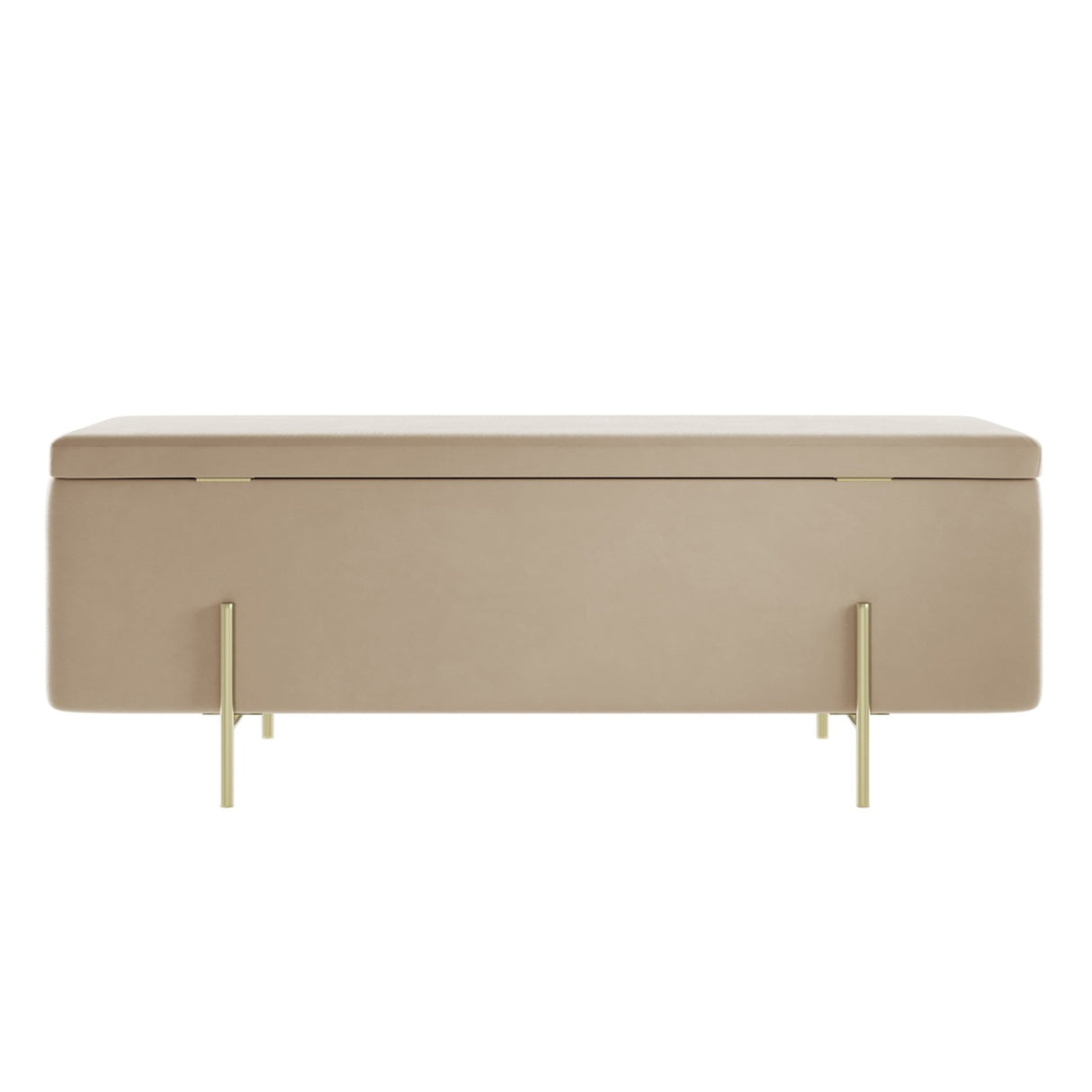 Lola Storage Ottoman – Beige with Gold