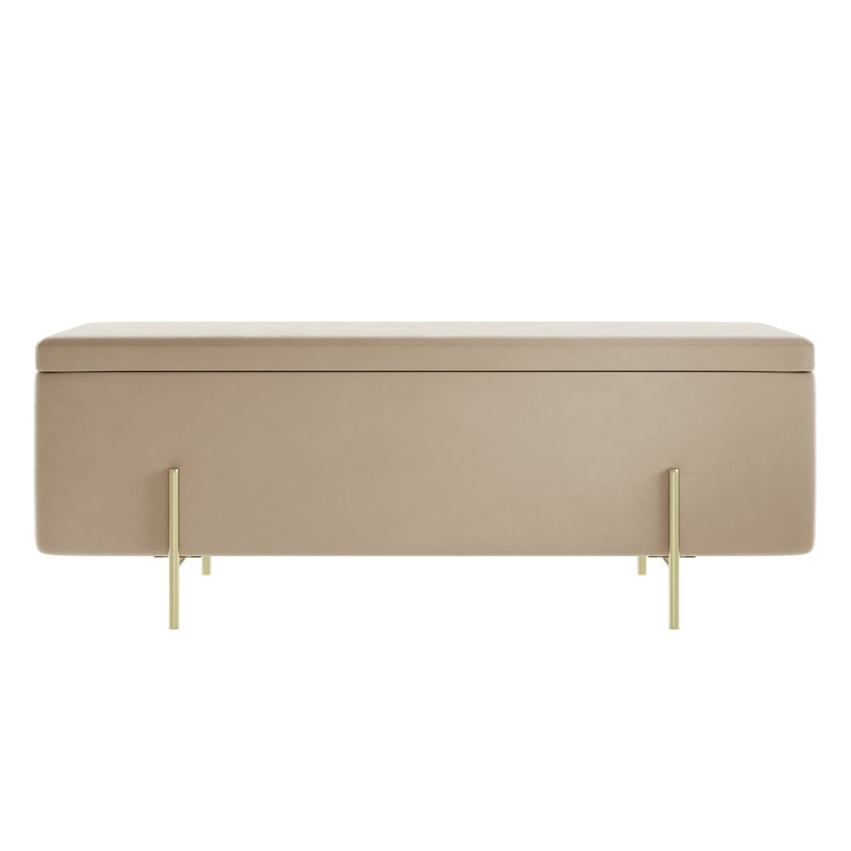 Lola Storage Ottoman – Beige with Gold