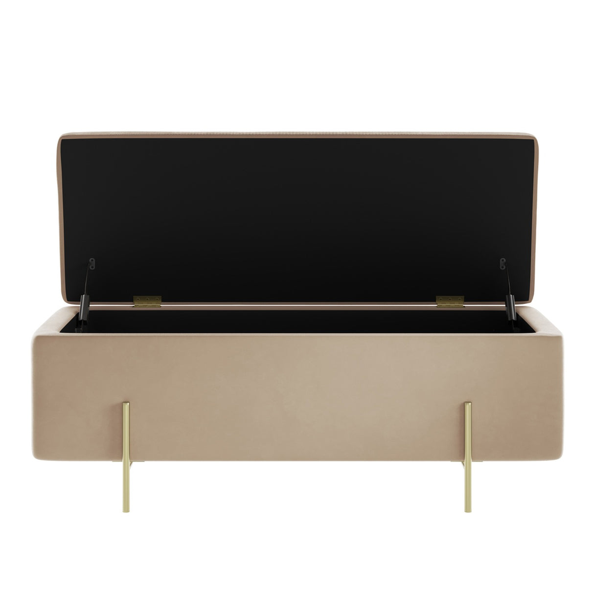 Lola Storage Ottoman – Beige with Gold