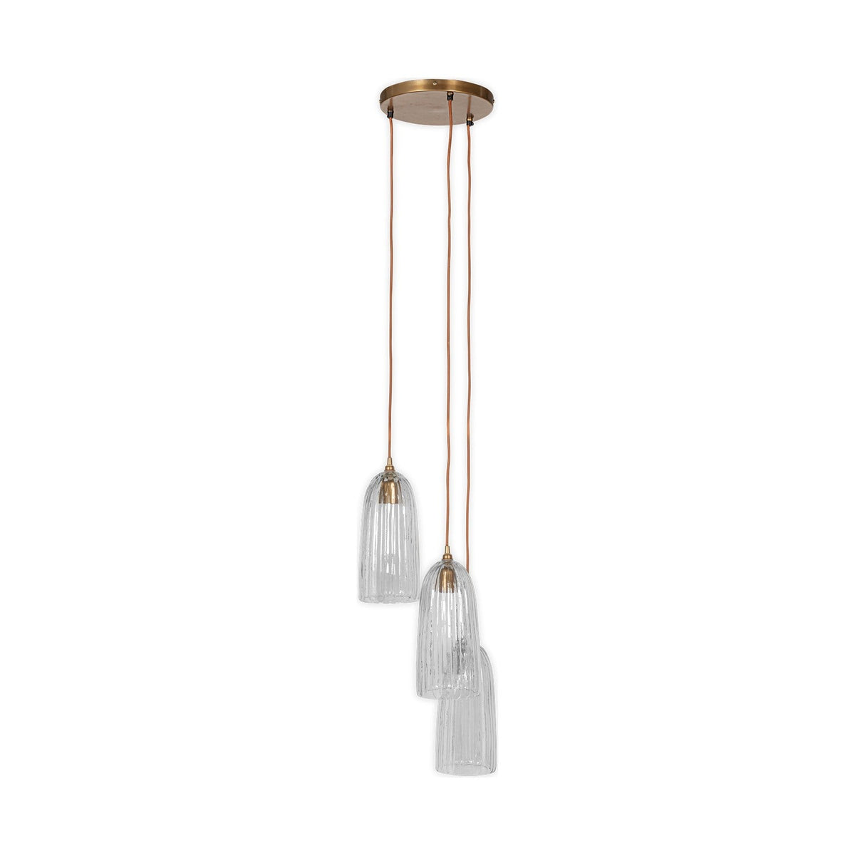Lumina 3 Light Fluted Glass Cluster Pendant Light - Clear