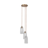 Lumina 3 Light Fluted Glass Cluster Pendant Light - Clear