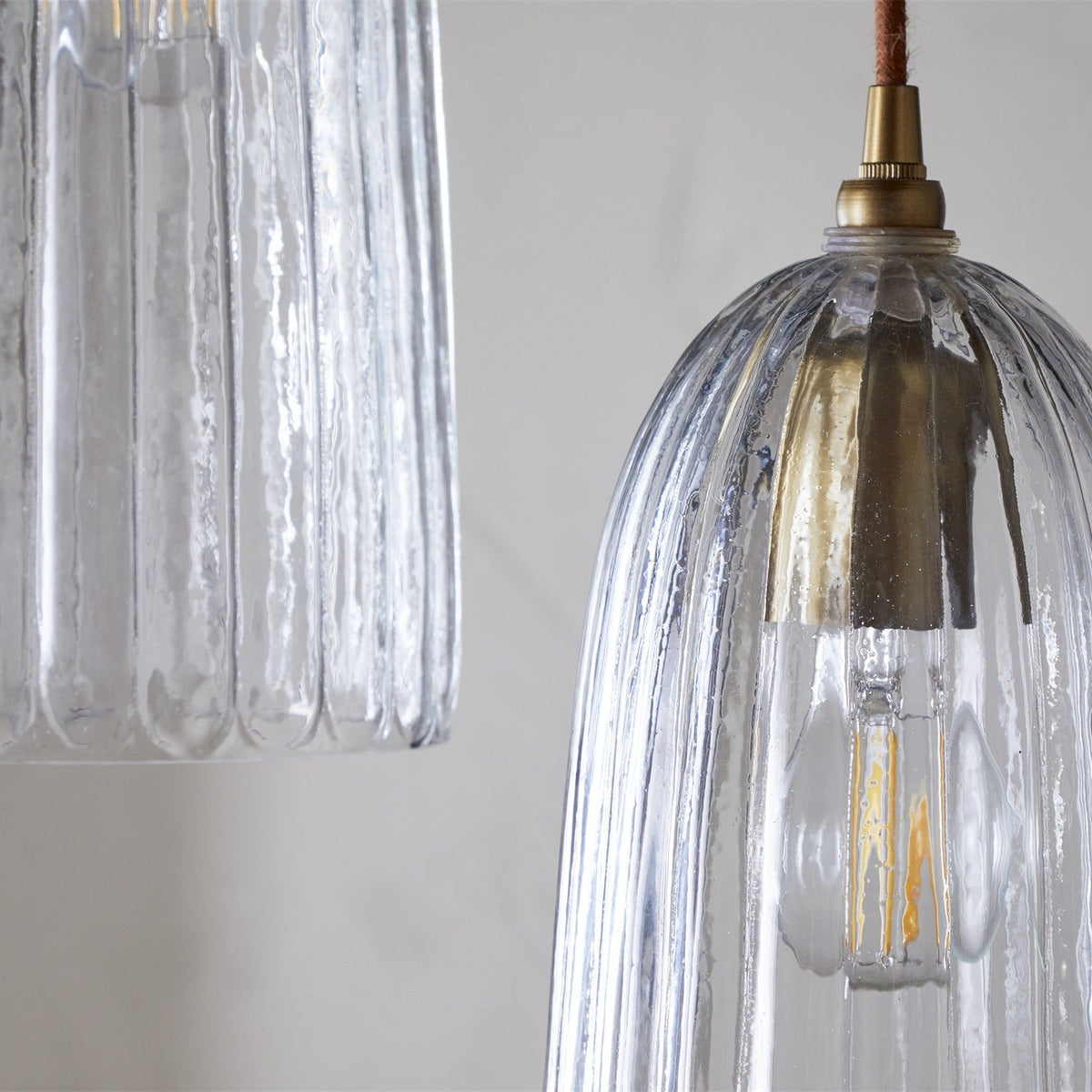 Lumina 3 Light Fluted Glass Cluster Pendant Light - Clear